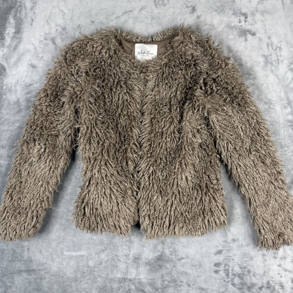 White Faun short Taupe Sherpa Fleece jacket in brown/taupe Sz M